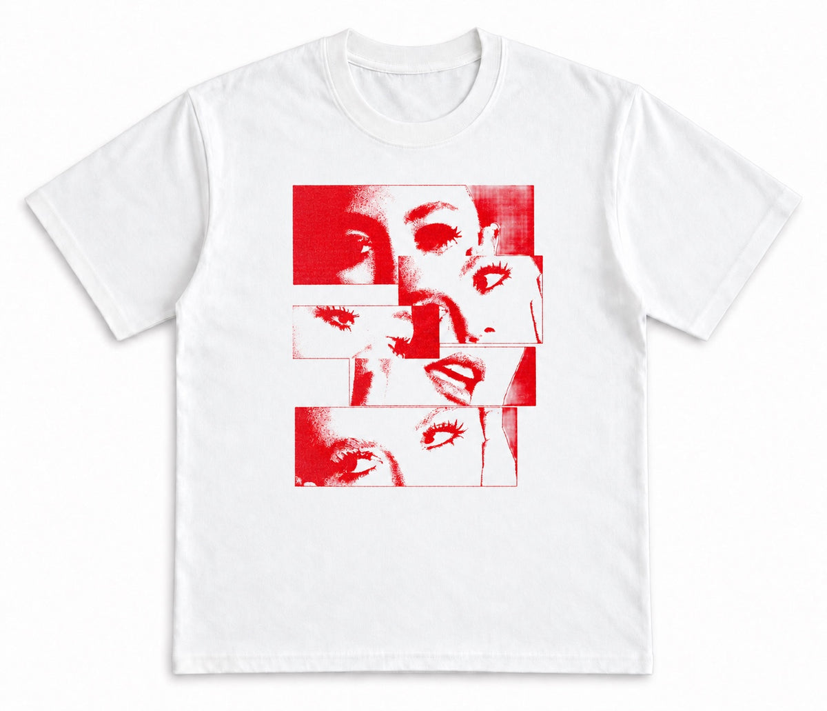 Red Portrait Collage Tee